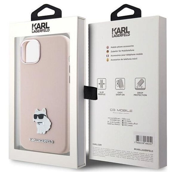 Karl Lagerfeld Karl Lagerfeld KLHCP15MSMHCNPP iPhone 15 Plus 6.7" różowy/pink Silicone Choupette Metal Pin