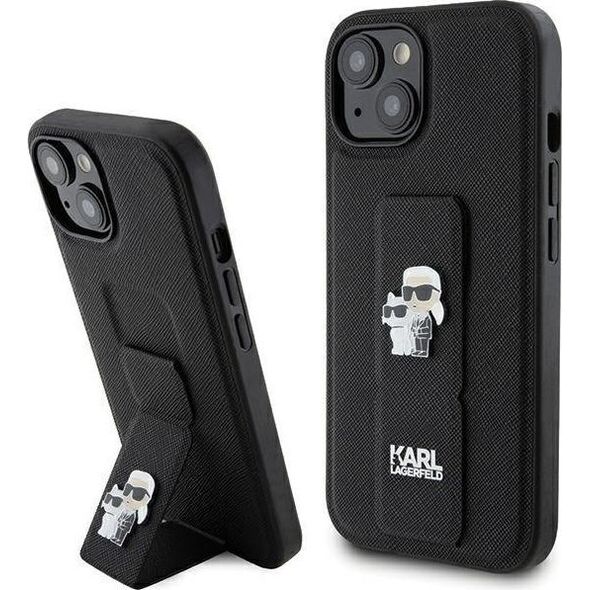 Karl Lagerfeld Karl Lagerfeld KLHCP15MGSAKCPK iPhone 15 Plus 6.7" czarny/black hardcase Gripstand Saffiano Karl&Choupette Pins