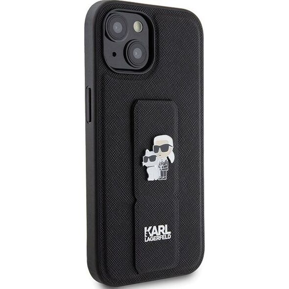 Karl Lagerfeld Karl Lagerfeld KLHCP15SGSAKCPK iPhone 15 6.1" czarny/black hardcase Gripstand Saffiano Karl&Choupette Pins