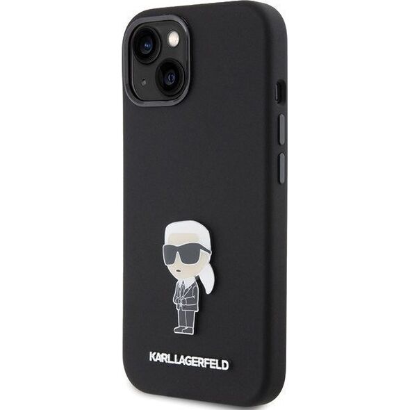 Karl Lagerfeld Karl Lagerfeld KLHCP15SSMHKNPK iPhone 15 6.1" czarny/black Silicone Ikonik Metal Pin