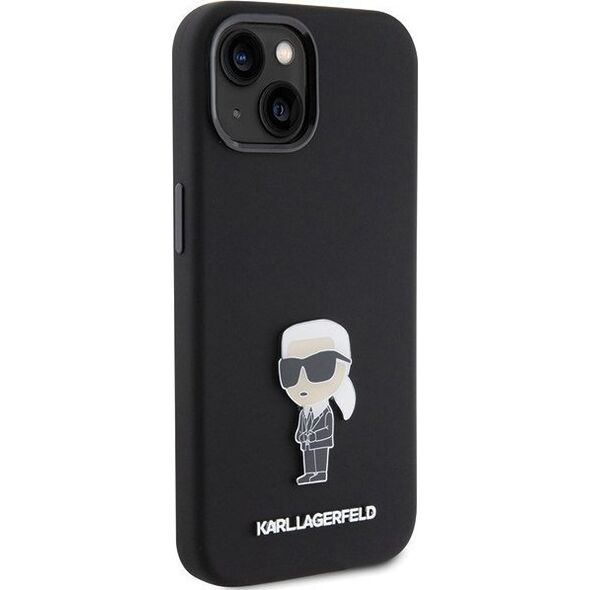 Karl Lagerfeld Karl Lagerfeld KLHCP15SSMHKNPK iPhone 15 6.1" czarny/black Silicone Ikonik Metal Pin