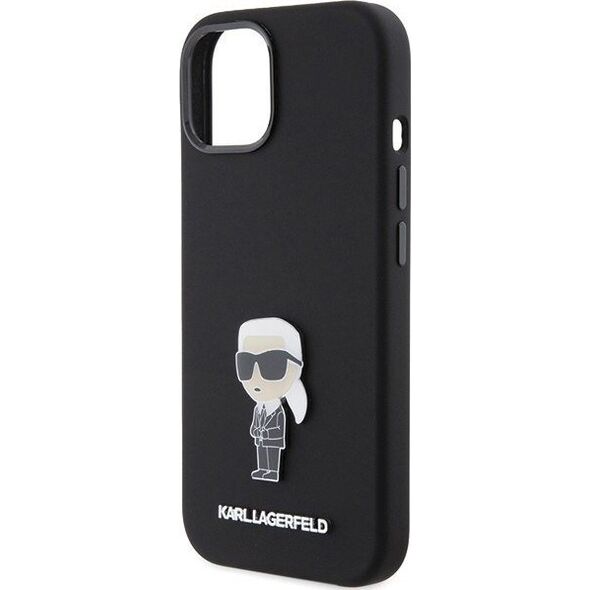 Karl Lagerfeld Karl Lagerfeld KLHCP15SSMHKNPK iPhone 15 6.1" czarny/black Silicone Ikonik Metal Pin