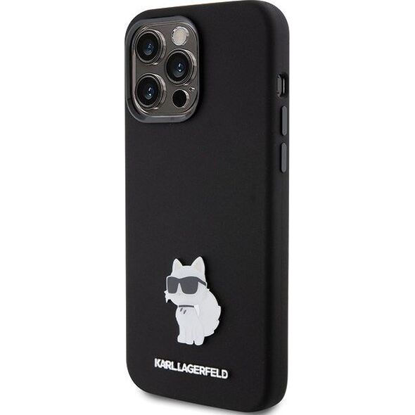 Karl Lagerfeld Karl Lagerfeld KLHCP15XSMHCNPK iPhone 15 Pro Max 6.7" czarny/black Silicone Choupette Metal Pin