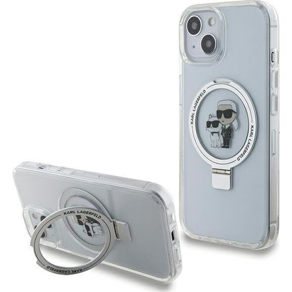 Karl Lagerfeld Karl Lagerfeld KLHMP14SHMRSKCH iPhone 14 / 15 / 13 6.1" biały/white hardcase Ring Stand Karl&Choupettte MagSafe