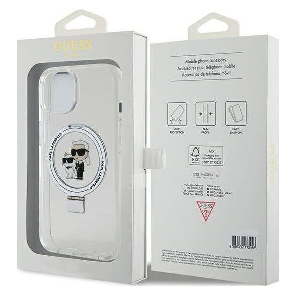 Karl Lagerfeld Karl Lagerfeld KLHMP14SHMRSKCH iPhone 14 / 15 / 13 6.1" biały/white hardcase Ring Stand Karl&Choupettte MagSafe