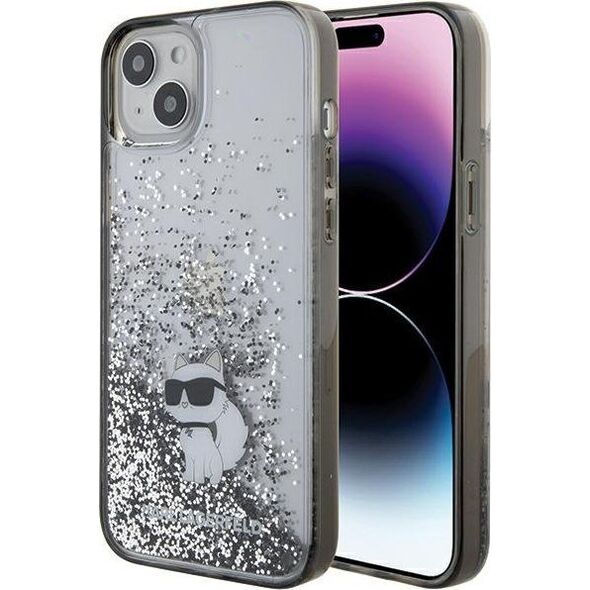 Karl Lagerfeld Karl Lagerfeld KLHCP15MLKCNSK iPhone 15 Plus 6.7" transparent hardcase Liquid Glitter Choupette