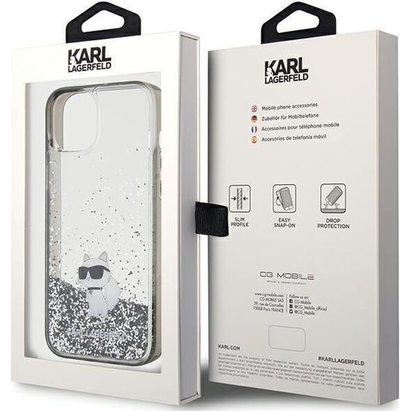 Karl Lagerfeld Karl Lagerfeld KLHCP15MLKCNSK iPhone 15 Plus 6.7" transparent hardcase Liquid Glitter Choupette