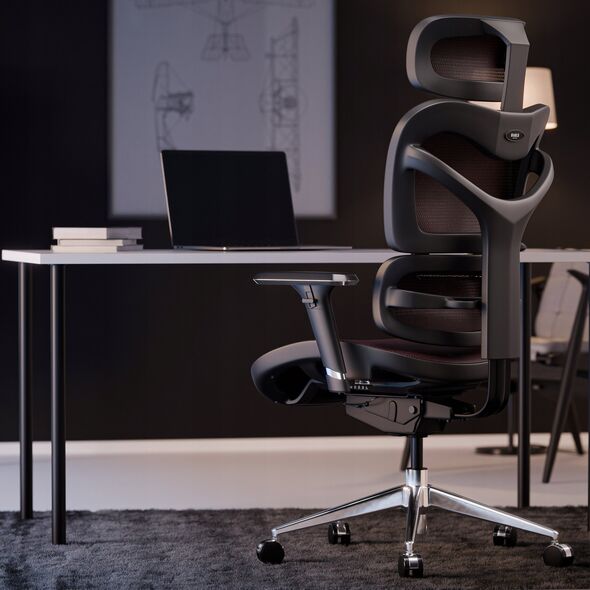 Krzesło biurowe Diablo Chairs Fotel ergonomiczny Diablo V-Commander: czarno-burgundowy