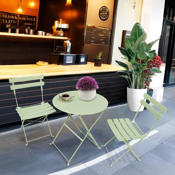 Fancy Garden Zestaw balkonowy Orion stół + 2 krzesła meble do ogrodu Zielony