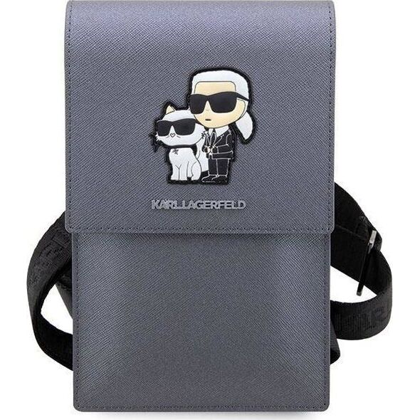 Karl Lagerfeld Torebka Karl Lagerfeld Saffiano Karl & Choupette Head (Klwbsakcpmg) Srebrne