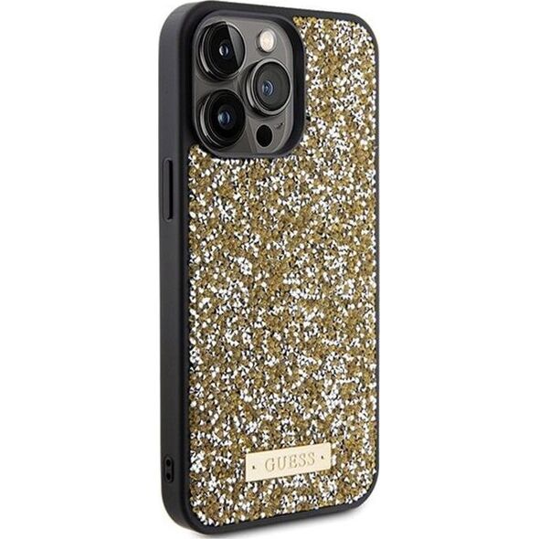 Guess Guess GUHCP15LPFGSBSD iPhone 15 Pro 6.1" żółty/yellow hardcase Rhinestone Metal Logo
