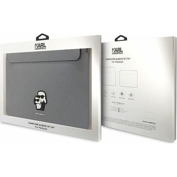 Karl Lagerfeld Karl Lagerfeld Sleeve KLCS14SAKCPMG 14" srebrny/silver Saffiano Karl&Choupette