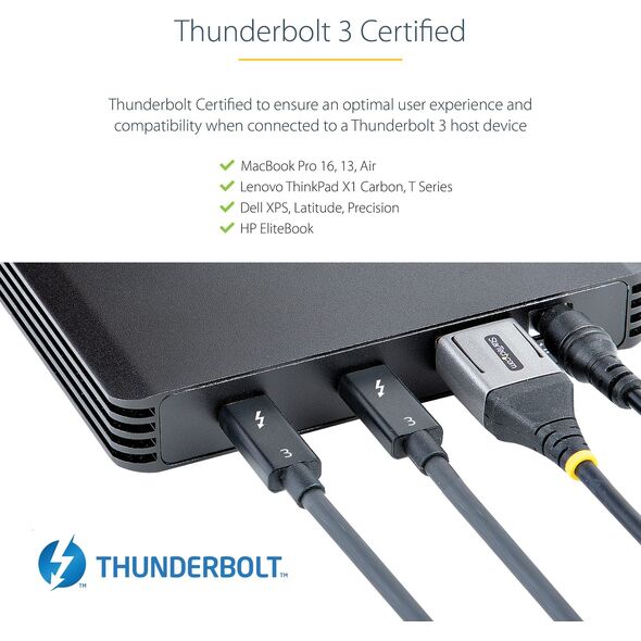 Kieszeń StarTech StarTech.com 4 Bay Thunderbolt 3 NVMe Enclosure, For M.2 NVMe SSD Drives, 1x DisplayPort Video/ 2x TB3 Downstream Ports, 40Gbps, 72W Power Supply, External Hard Drive Enclosure, SSD enclosure, M.2, M.2, 40 Gbit/s, USB connectivity, Black