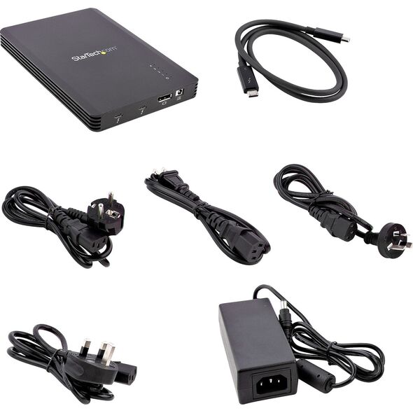 Kieszeń StarTech StarTech.com 4 Bay Thunderbolt 3 NVMe Enclosure, For M.2 NVMe SSD Drives, 1x DisplayPort Video/ 2x TB3 Downstream Ports, 40Gbps, 72W Power Supply, External Hard Drive Enclosure, SSD enclosure, M.2, M.2, 40 Gbit/s, USB connectivity, Black