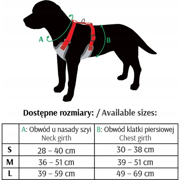 Dingo DINGO Szelki roz. M | a:36-51cm,b:39-51cm czarne