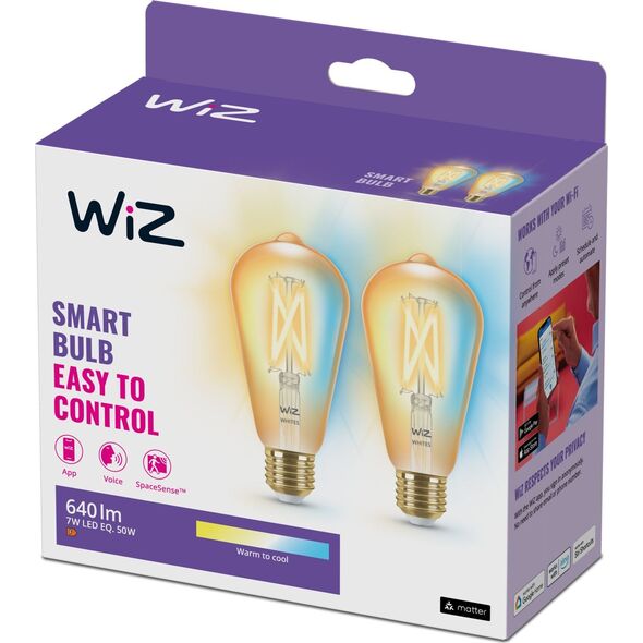 WiZ WiZ,ST64 Edison,7W,2000-5000,ST64,E27,2 pcs lightsource