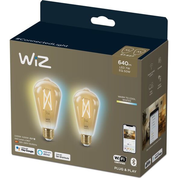WiZ WiZ,ST64 Edison,7W,2000-5000,ST64,E27,2 pcs lightsource