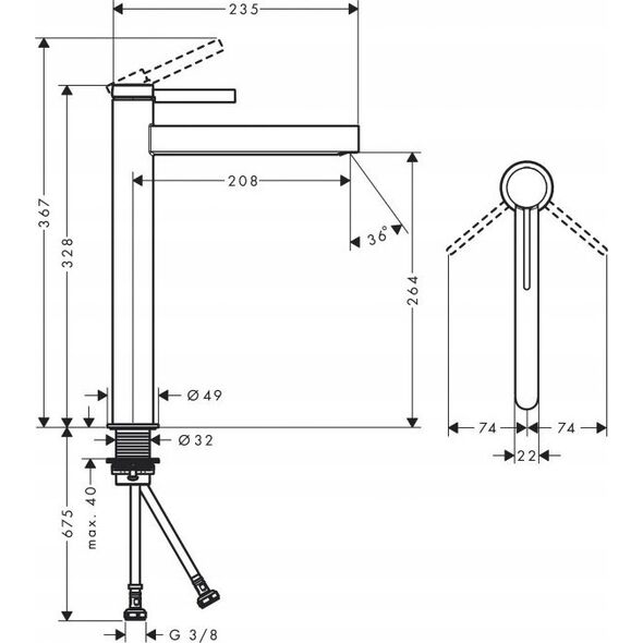 Bateria umywalkowa Hansgrohe Hansgrohe faucet for Finoris 260 washbasin, 76070670