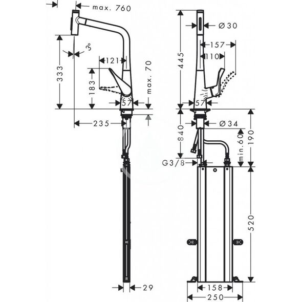 Bateria kuchenna Hansgrohe Kitchen faucet with pull-out hose Hansgrohe Metris Select M71 73816800