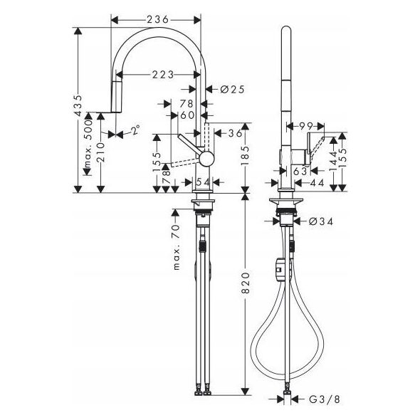 Bateria kuchenna Hansgrohe Kitchen faucet with pull-out hose Hansgrohe Talis M54 72802000