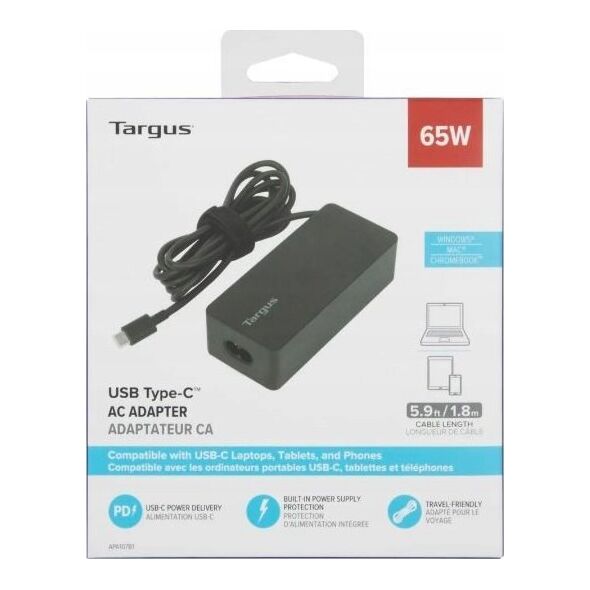Zasilacz do laptopa Targus Zasilacz 65W USB Type-C Charger Black