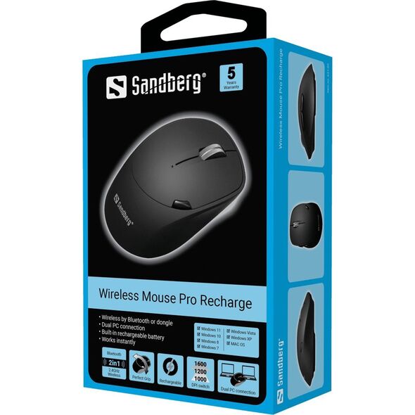 Mysz Sandberg SANDBERG Wireless Mouse Pro Recharge