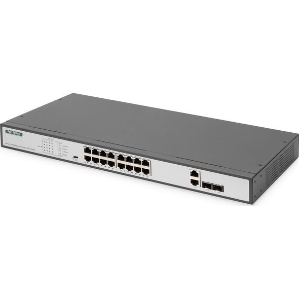 Switch Digitus Digitus 16 Port Fast Ethernet PoE Switch, 19 Inch, Unmanaged, 2 Uplinks