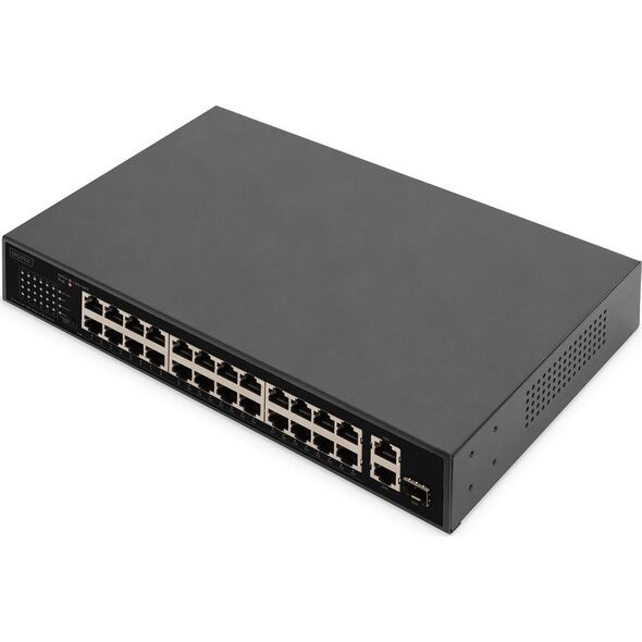 Switch Digitus Digitus Przełącznik 24-portowy PoE FE, 2 porty uplink (SFP / RJ45)