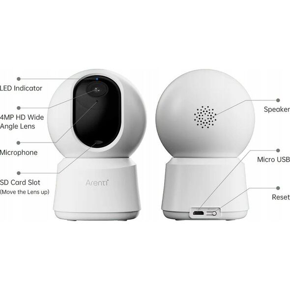 Kamera IP Arenti Arenti P2Q 4MP Indoor UHD Pan-Tilt Wi-Fi Camera