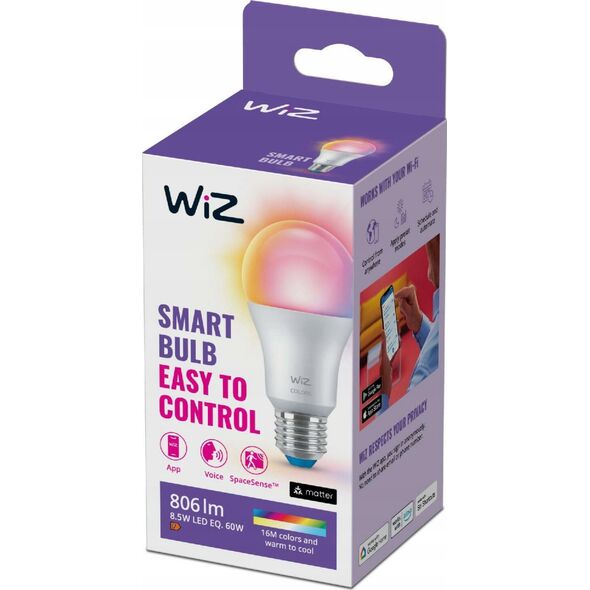 WiZ WiZ,Bulb,8,5W,2200-6500 (RGB),A60,E27,1 pcs lightsource