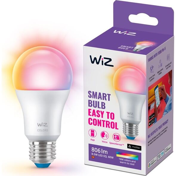 WiZ WiZ,Bulb,8,5W,2200-6500 (RGB),A60,E27,1 pcs lightsource