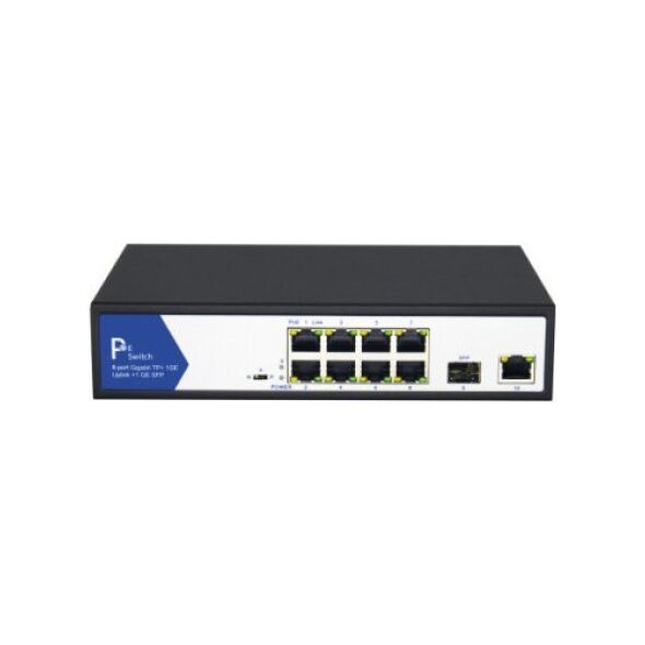 Switch Value Przełącznik VALUE PoE+ Gigabit Ethernet, 8+2 porty Uplink (1x GbE + 1x SFP)