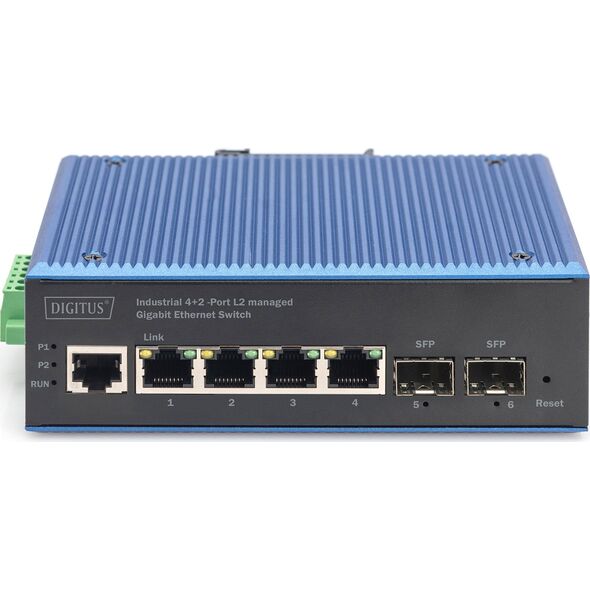 Switch Digitus DIGITUS Ind. 4+2-Port L2 managed Gigabit Ethernet Switch 4 x GE RJ45 + 2 SFP Port