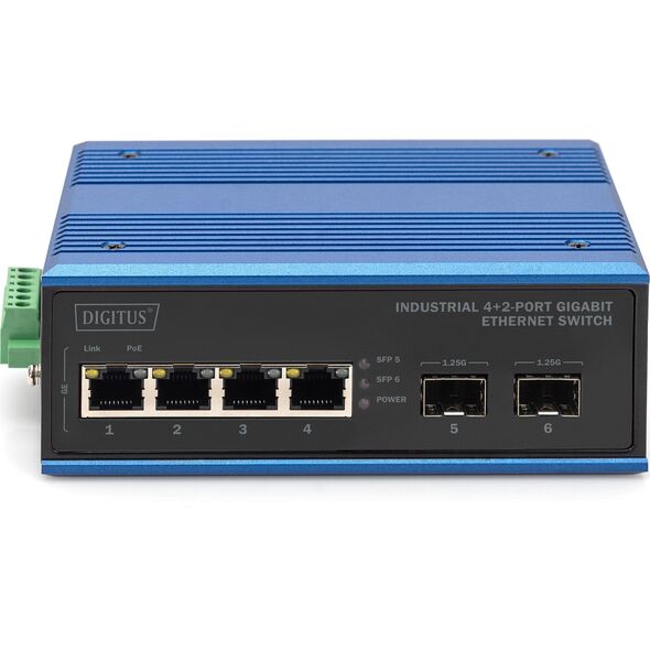 Switch Digitus DIGITUS Industrial 4+2 -Port Gigabit Ethernet Switch 4 Port GE RJ 54 2 GE SFP Port