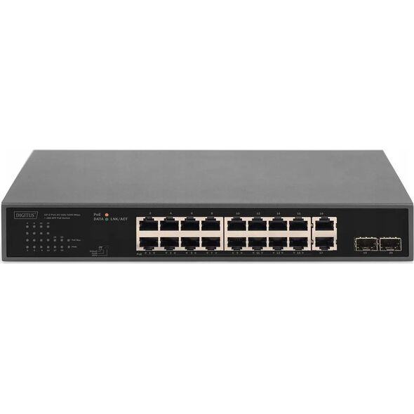 Switch Digitus DIGITUS Switch 16+2Port 2Gigabit SFP PoE schwarz