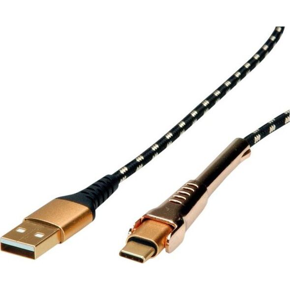 Kabel USB Roline USB-A - USB-C 1 m Czarno-złoty (11.02.8920)