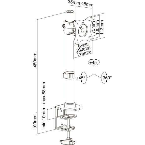 InLine InLine® Desk Bracket for TV / LED / TFT Display up to 69cm 27" max. 8kg black