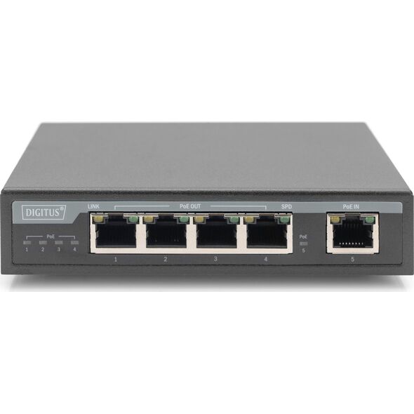 Digitus DIGITUS 4-Port Gigabit 4PPoE Extender, 802.3at, 60 W