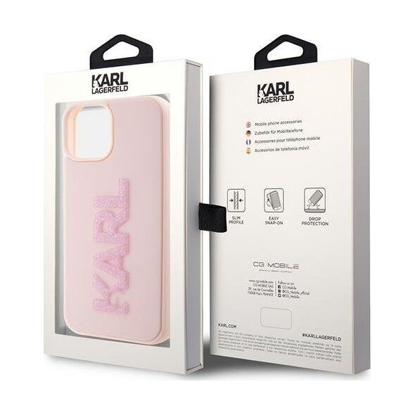 Karl Lagerfeld Karl Lagerfeld Klhcp15M3Dmbkcp Iphone 15 Plus / 14 Plus 6.7" Różowy/Pink Hardcase 3D Rubber Glitter Logo