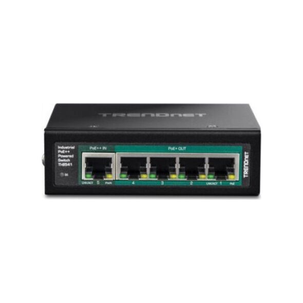 Switch TRENDnet TRENDnet TI-B541 5-portowy przełącznik na szynę DIN, zasilany PoE++ z funkcją PoE Pass-Through