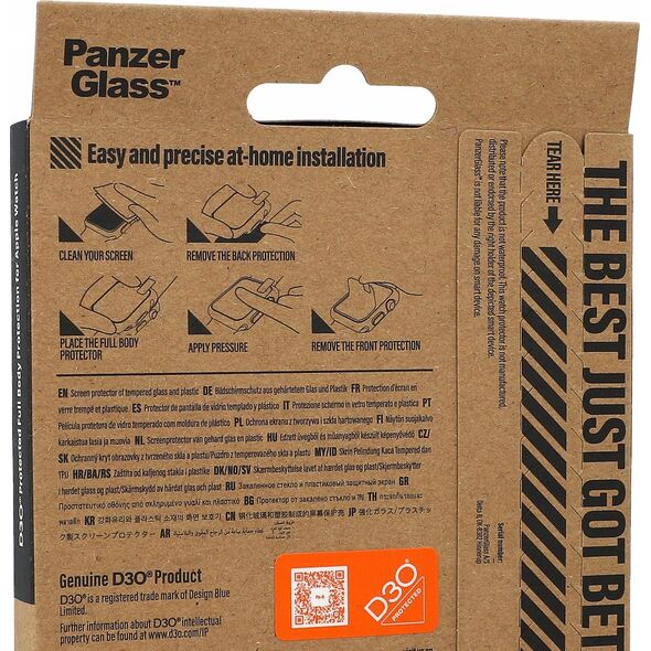 PanzerGlass PanzerGlass ™ Screen Protector Full Body Apple Watch Series 9 with D3O | 41mm | Black, Transparent, Apple, Apple - Watch, Series 2023 41mm, Tempered glass, Polyethylene terephthalate (PET), Scratch resistant, Shock resistant, Full adhesive