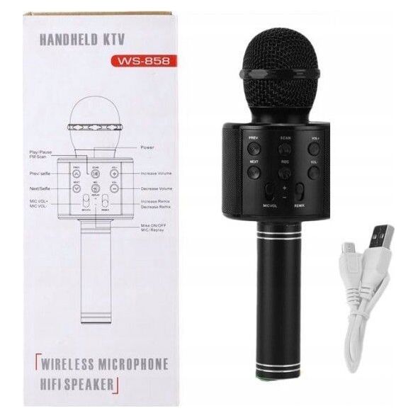 Mikrofon Karaoke Z Głośnikiem Czarny