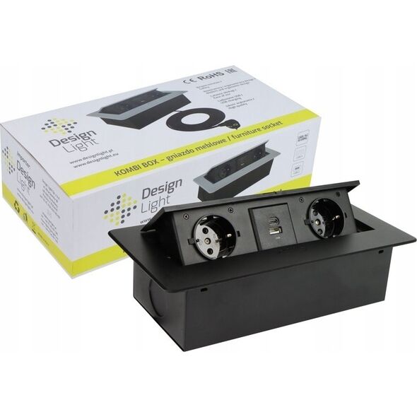 Listwa zasilająca Design Light EXT CORD 2PL+USB A+C 3M BLACK