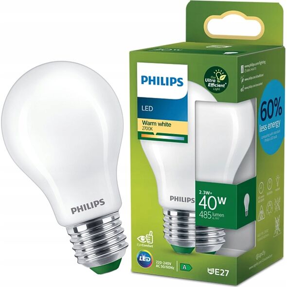 Philips Philips Bulb, 2.3 W, 40 W, E27, 485 lm, 50000 h, Warm white