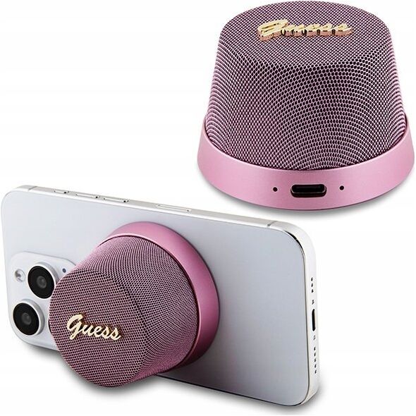 Guess Głośnik Bluetooth Guess Magnetic Script Metal - różowy