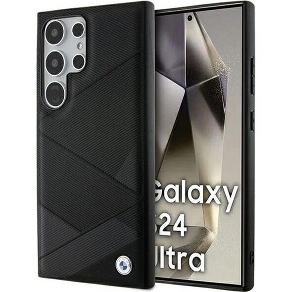 BMW BMW Signature Leather Crossing Lines Pattern - Etui Samsung Galaxy S24 Ultra (czarny)