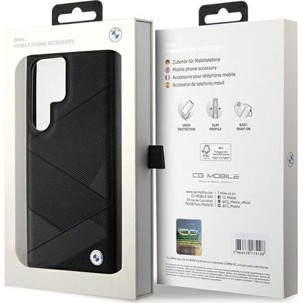 BMW BMW Signature Leather Crossing Lines Pattern - Etui Samsung Galaxy S24 Ultra (czarny)