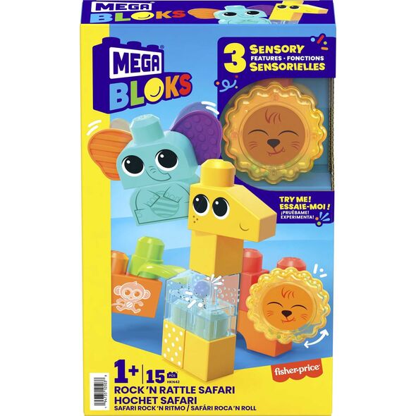 XXX_MegaBloks (Mega Bloks) Klocki Mega Aktywizujące zwierzątka z dżungli 15 elementów