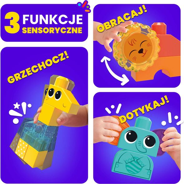 XXX_MegaBloks (Mega Bloks) Klocki Mega Aktywizujące zwierzątka z dżungli 15 elementów