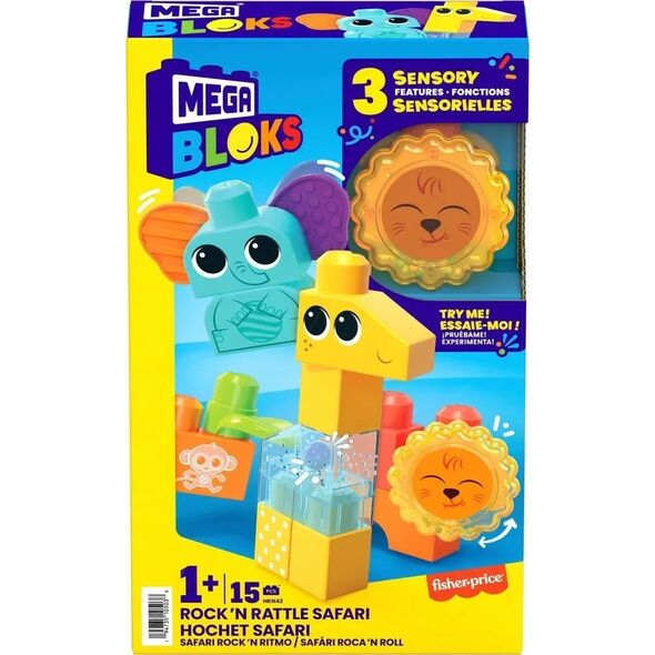 XXX_MegaBloks (Mega Bloks) Klocki Mega Aktywizujące zwierzątka z dżungli 15 elementów